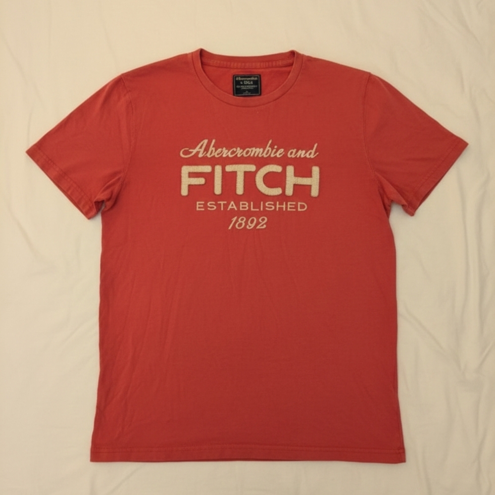 Vintage Abercrombie & Fitch Red Embroidered Lettering Men's Shirt